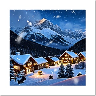 Alpine Christmas Village Posters and Art